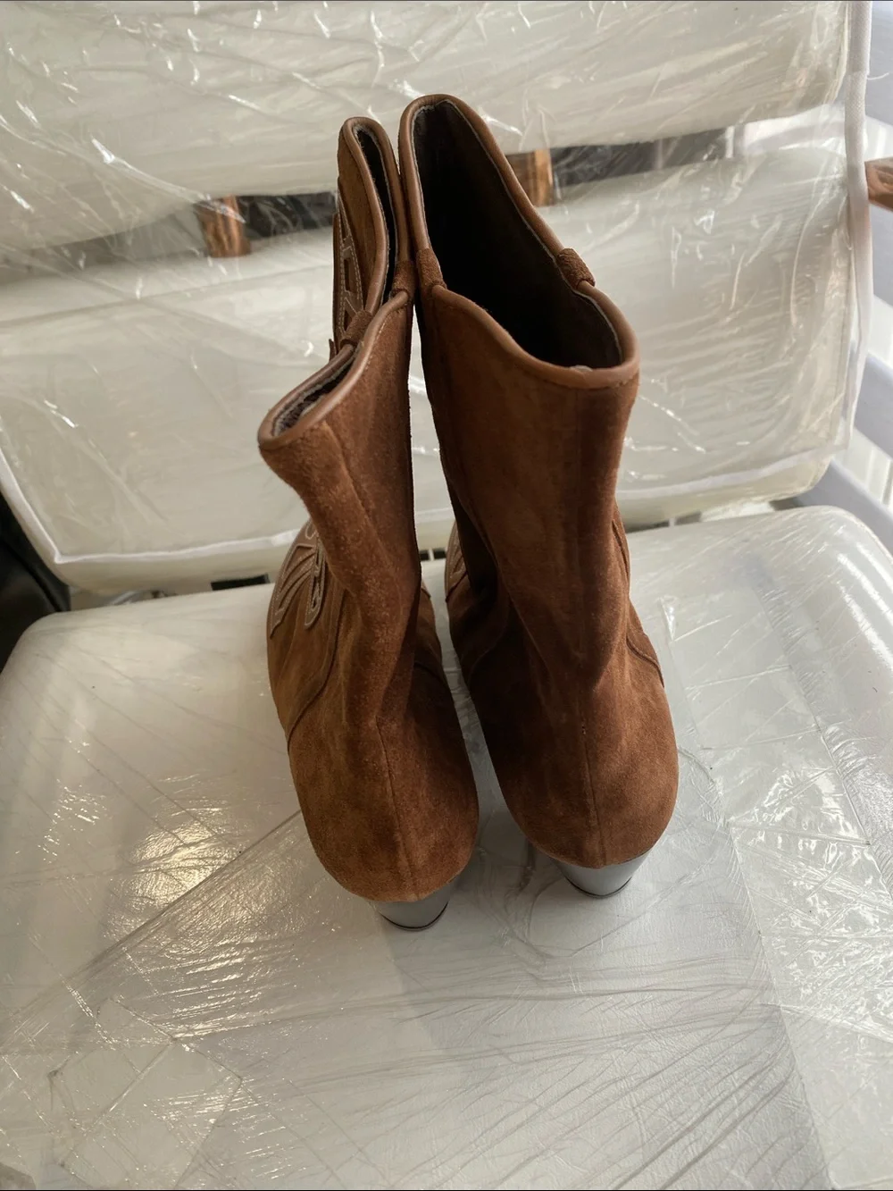 SUNDANCE Italian SUEDE Leather BOOTS Hippie BOHO COWGIRL Brown